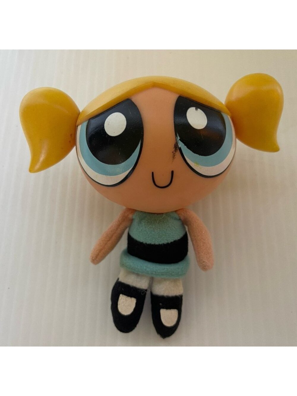 Cartoon Network Powerpuff Girls Bubbles Doll Hard Head Plush Body 1999 4.5" Vtg